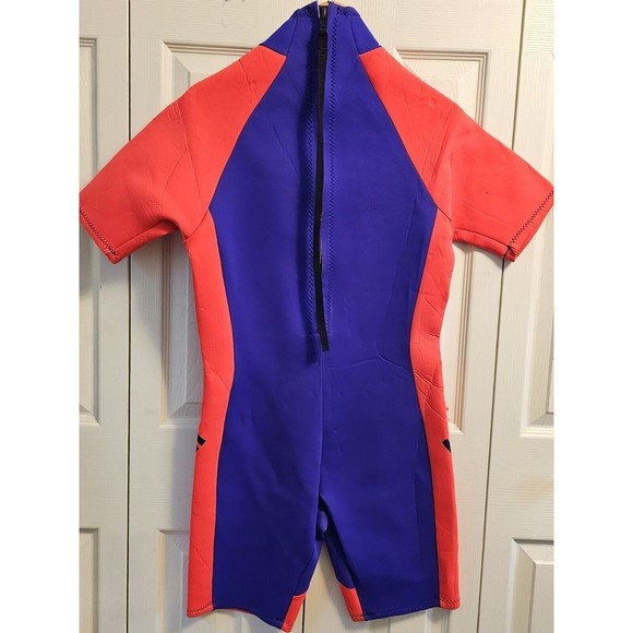 Vtg 90s SKI WARM Men M Purple/Neon Neoprene Shorty Wetsuit Surfer House USA - Picture 4 of 9